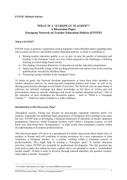 EUROPEAN TEACHER A Discussion Paper European Network on Teacher Education Policies (ENTEP)