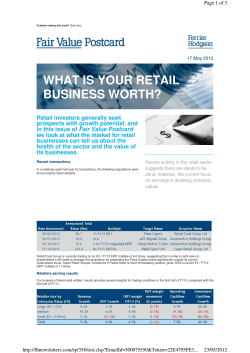 WHAT IS YOUR RETAIL BUSINESS WORTH?