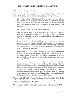 FREQUENTLY ASKED QUESTIONS (FAQs) ON FCRA Q. 1 Ans.