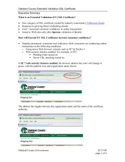 Oakland County Extended Validation SSL Certificate Executive Summary
