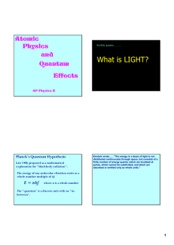 What is LIGHT? Atomic Physics and