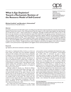 What Is Ego Depletion? Toward a Mechanistic Revision of