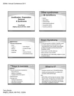 Other syndromes &amp; conditions Certification  Preparation: Seizures