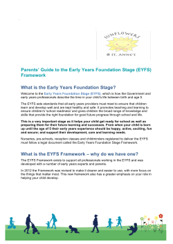 Parents’ Guide to the Early Years Foundation Stage (EYFS) Framework