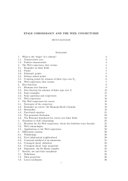 ETALE COHOMOLOGY AND THE WEIL CONJECTURES Sommaire 1.