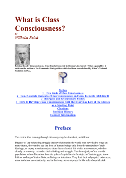 What is Class Consciousness? Wilhelm Reich