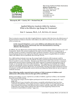 Applied Behavior Analysis (ABA) for Autism: