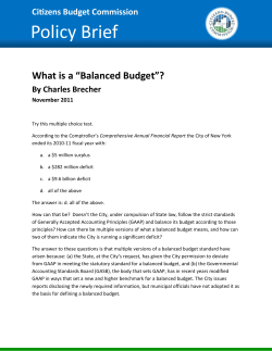 What is a “Balanced Budget”?  By Charles Brecher    November 2011