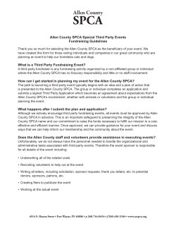 Allen County SPCA Special Third Party Events Fundraising Guidelines