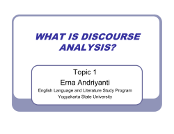 WHAT IS DISCOURSE ANALYSIS? Topic 1 p