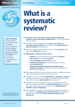 What is a systematic review? What is...? series