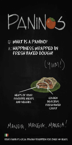 WHAT IS A PANINO? HAPPINESS WRAPPED IN FRESH BAKED DOUGH! HEAPS OF YOUR