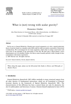 What is (not) wrong with scalar gravity? ARTICLE IN PRESS Domenico Giulini