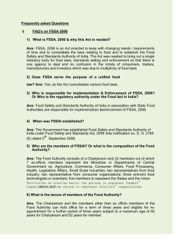 Frequently asked Questions FAQ’s on FSSA 2006 Ans:
