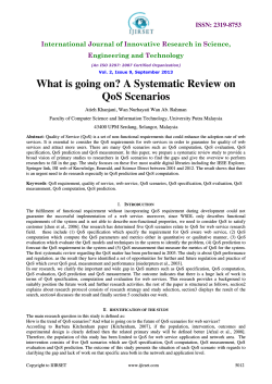 What is going on? A Systematic Review on QoS Scenarios ISSN: 2319-8753