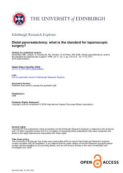 Edinburgh Research Explorer Distal pancreatectomy: what is the standard for laparoscopic surgery?