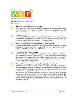 Herbalife Family Foundation (HFF) Q&amp;A July 10, 2014