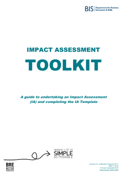 TOOLKIT IMPACT ASSESSMENT  A guide to undertaking an Impact Assessment