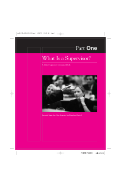 One What Is a Supervisor? 1.