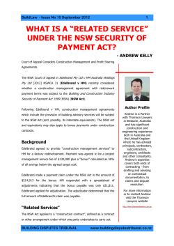 WHAT IS A “RELATED SERVICE” UNDER THE NSW SECURITY OF PAYMENT ACT?