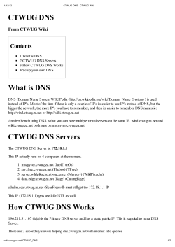 CTWUG DNS What is DNS Contents From CTWUG Wiki