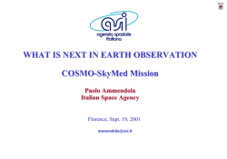 WHAT IS NEXT IN EARTH OBSERVATION COSMO- SkyMed Mission