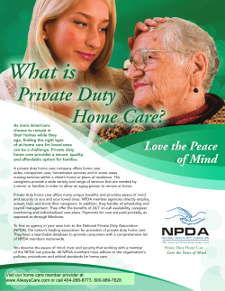 What is  Private Duty Home Care?