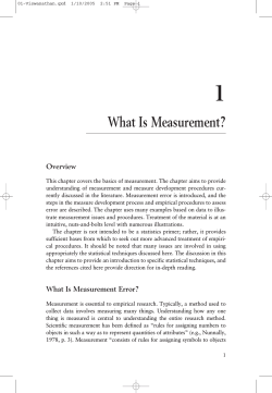 1 What Is Measurement? Overview