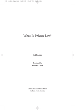 What Is Private Law? Guido Alpa Antonio Lordi Translated by