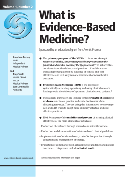What is Evidence-Based Medicine? Volume 1, number 2