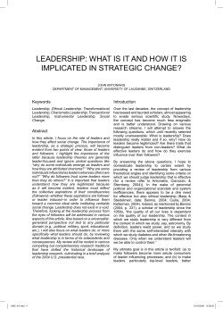 LEADERSHIP: WHAT IS IT AND HOW IT IS Keywords Introduction