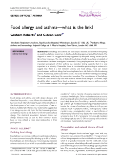 Food allergy and asthma—what is the link? Graham Roberts and Gideon Lack