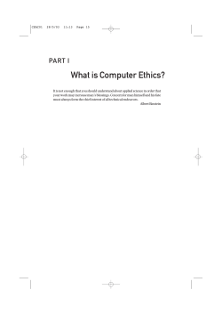 What is Computer Ethics? PART I