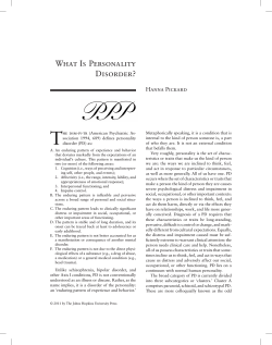 T What Is Personality Disorder? Hanna Pickard