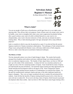 Seiwakan Judojo Beginner's Manual What is Judo?