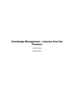Knowledge Management – Lessons from the Pioneers Karl-Erik Sveiby