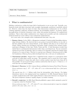 Lecture 1: Introduction 1 What is combinatorics?