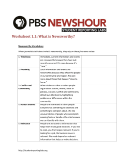 Worksheet 1.1: What is Newsworthy? Newsworthy Vocabulary