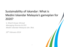 Sustainability of Iskandar: What is Medini Iskandar Malaysia’s gameplan for 2020?