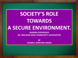 SOCIETY’S ROLE TOWARDS A SECURE ENVIRONMENT. SHARING EXPERIENCE