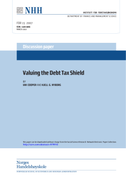 Valuing the Debt Tax Shield Discussion paper FOR 15   2007 BY