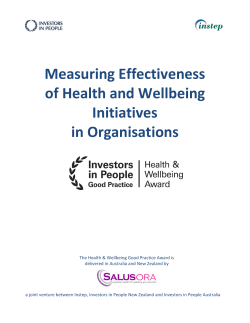 Measuring Effectiveness of Health and Wellbeing Initiatives in Organisations