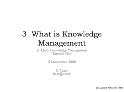 3. What is Knowledge Management ETL525 Knowledge Management Tutorial One