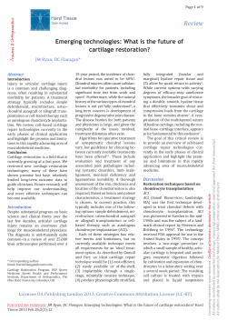 Review Emerging technologies: What is the future of cartilage restoration?