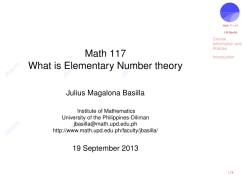 Math 117 What is Elementary Number theory Julius Magalona Basilla