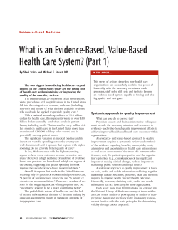What is an Evidence-Based, Value-Based Health Care System? (Part 1)