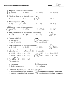 Naming and Reactions Practice Test      ... 1.  What is the formula for sodium carbonate? Na2CO3 NaCO