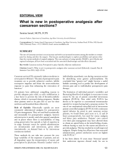 What is new in postoperative analgesia after caesarean sections? EDITORIAL VIEW
