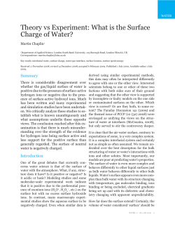 Theory vs Experiment: What is the Surface Charge of Water? WATER Martin Chaplin