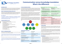 Communication versus knowledge translation: What's the difference INTRODUCTION KT AND COMMUNICATIONS